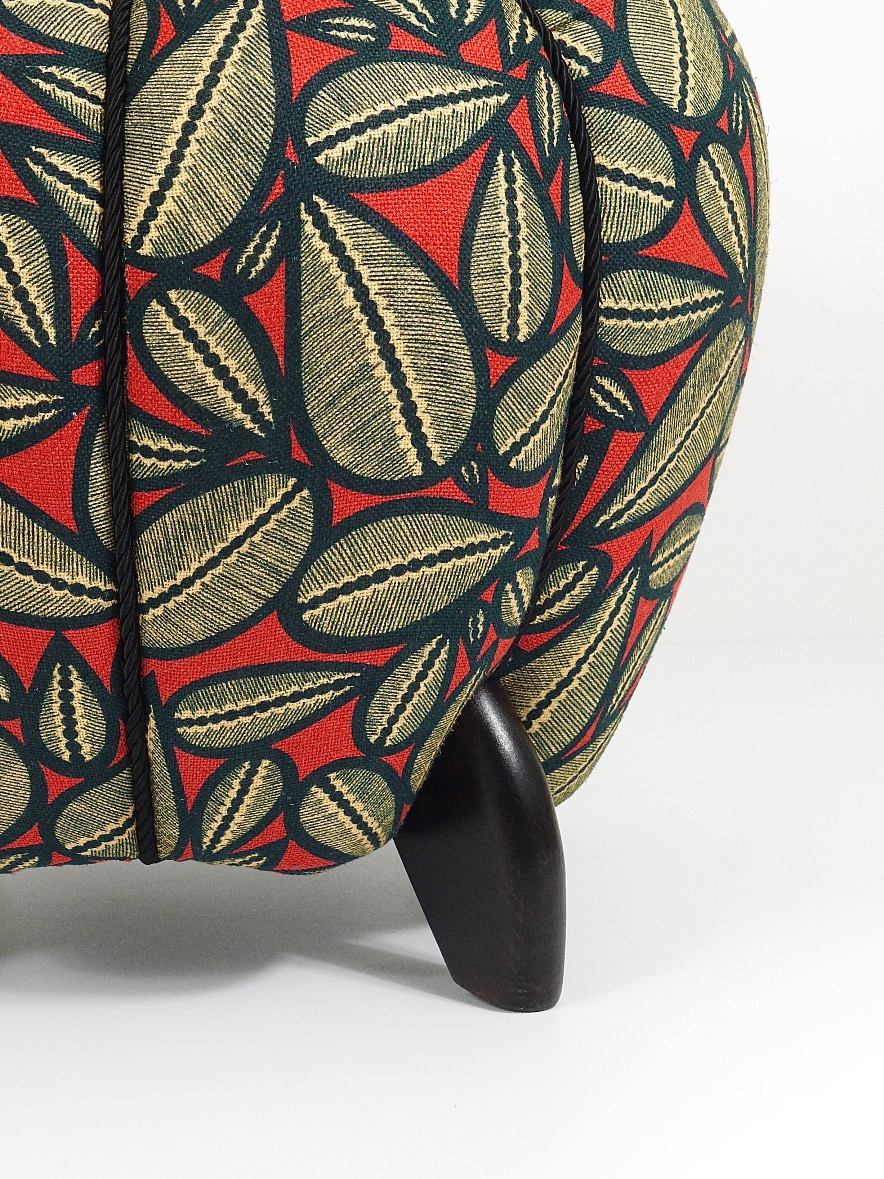 up to 3 Art Deco stools by Jindrich Halabala, leaf pattern, pouf, ottoman, 1930s
