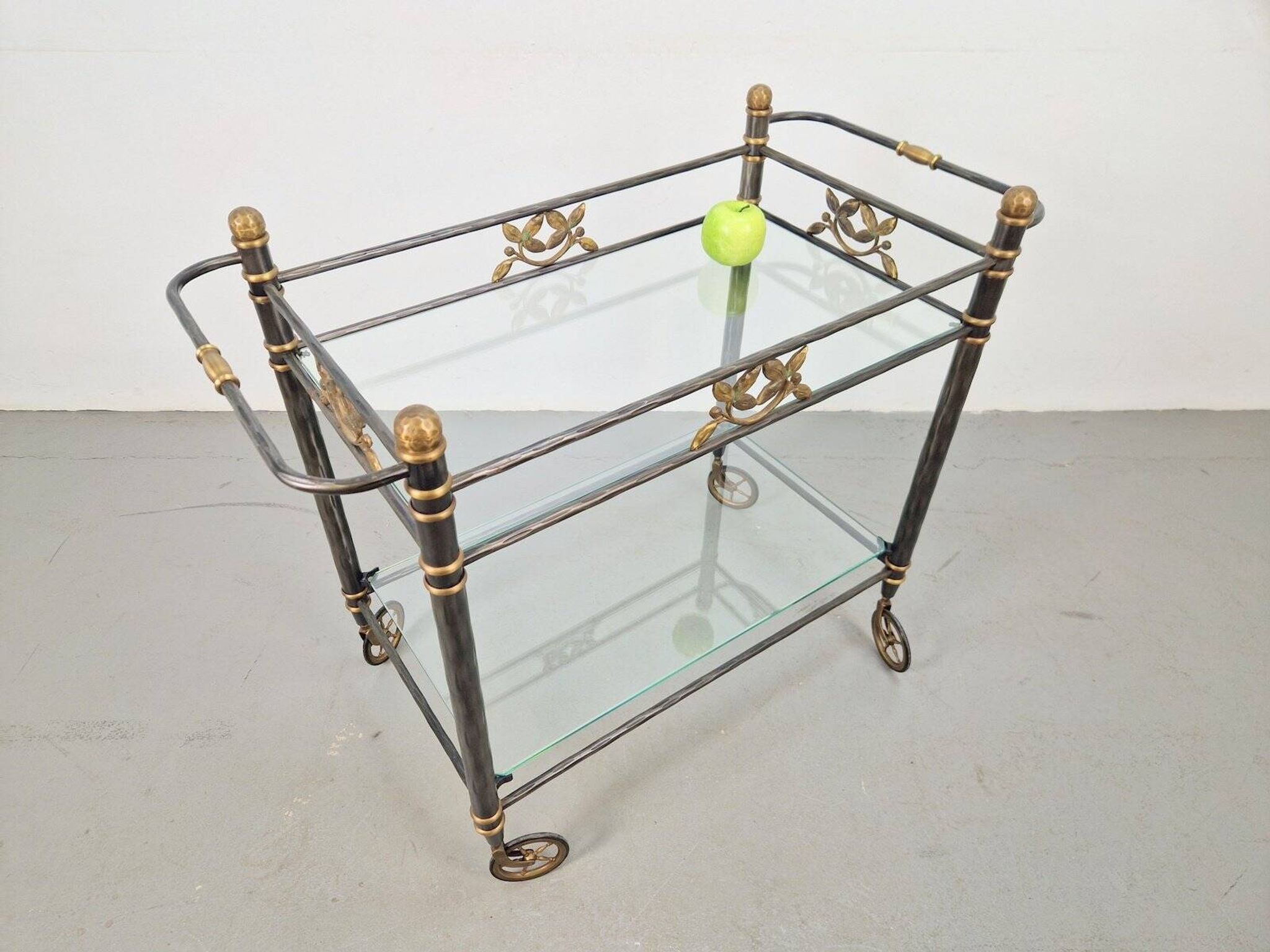 Regency Brass and Glass Serving Trolley, Italy, 1970s