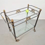 Regency Brass and Glass Serving Trolley, Italy, 1970s