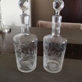 Duo of crystal perfume bottles late 19th early 20th century