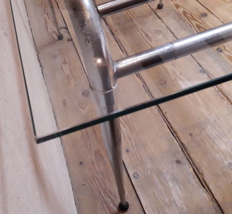 Desk table 120x76cm chrome metal and glass
