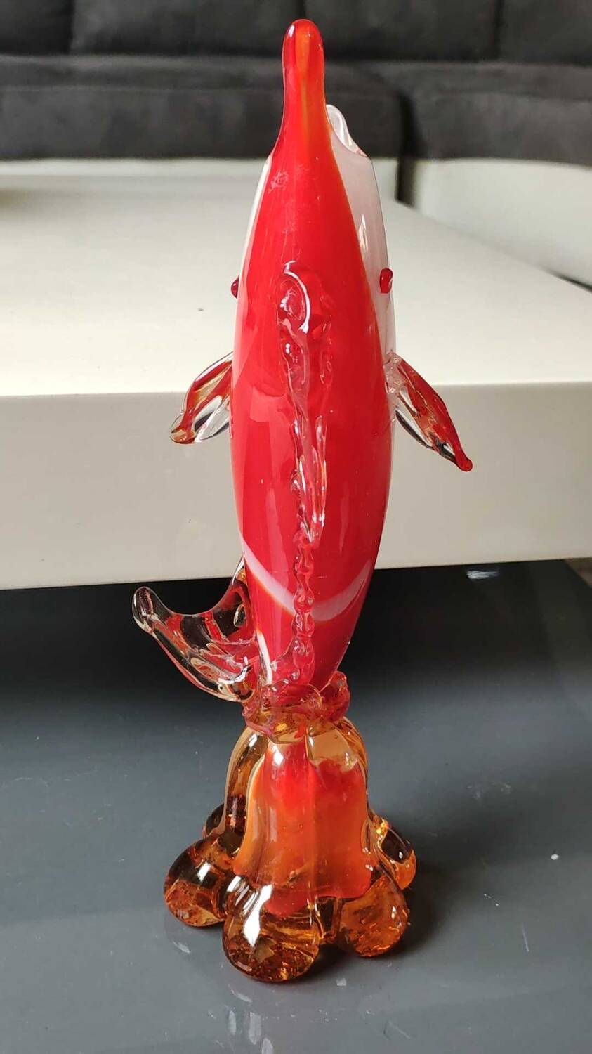 Soliflore Vase/Swordfish Fish Figurine in Murano Italy blown art glass. High 29 cm