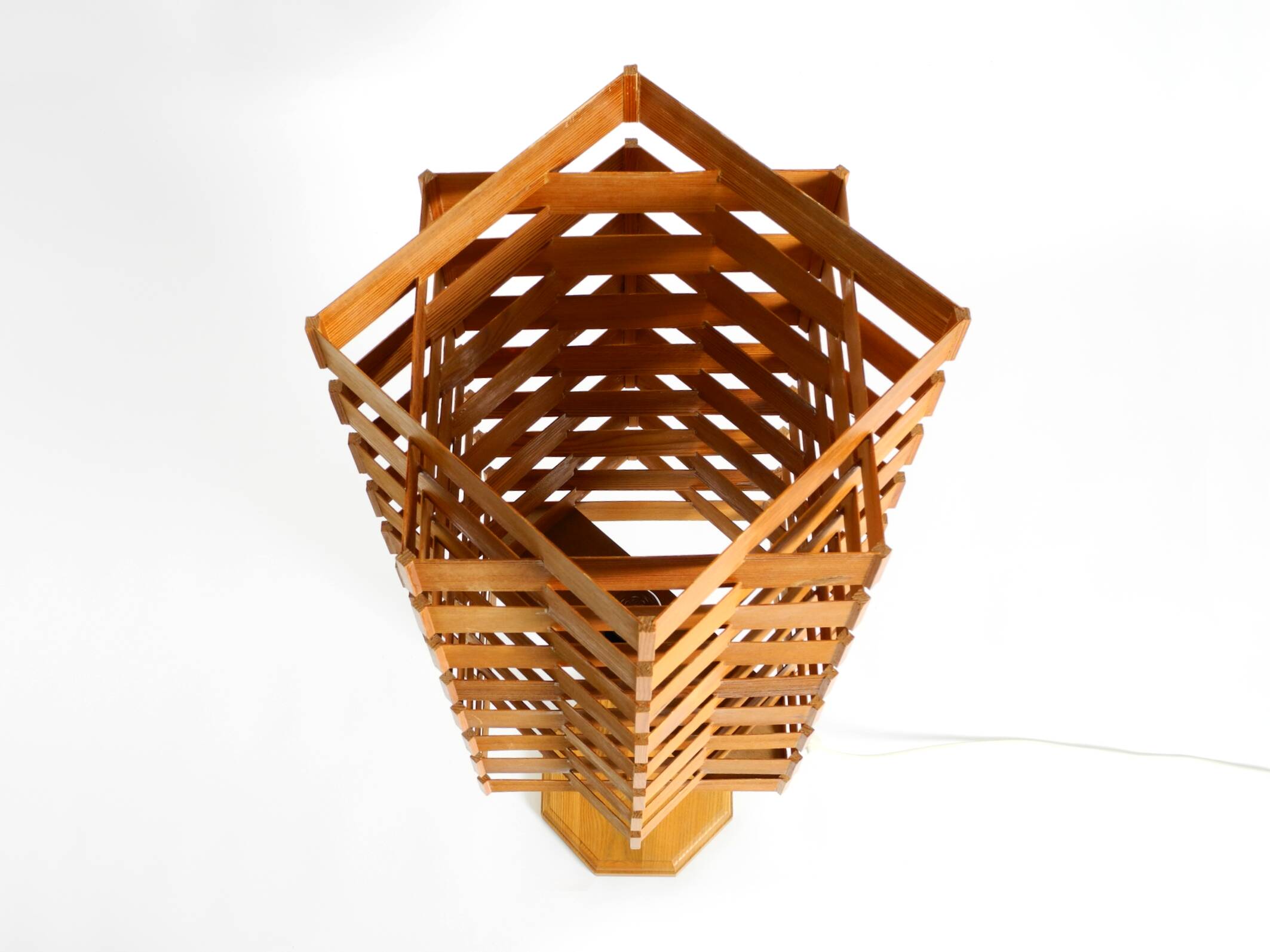 Large, Rare 1960s Pine Veneer Floor or Table Lamp — Scandinavian Production