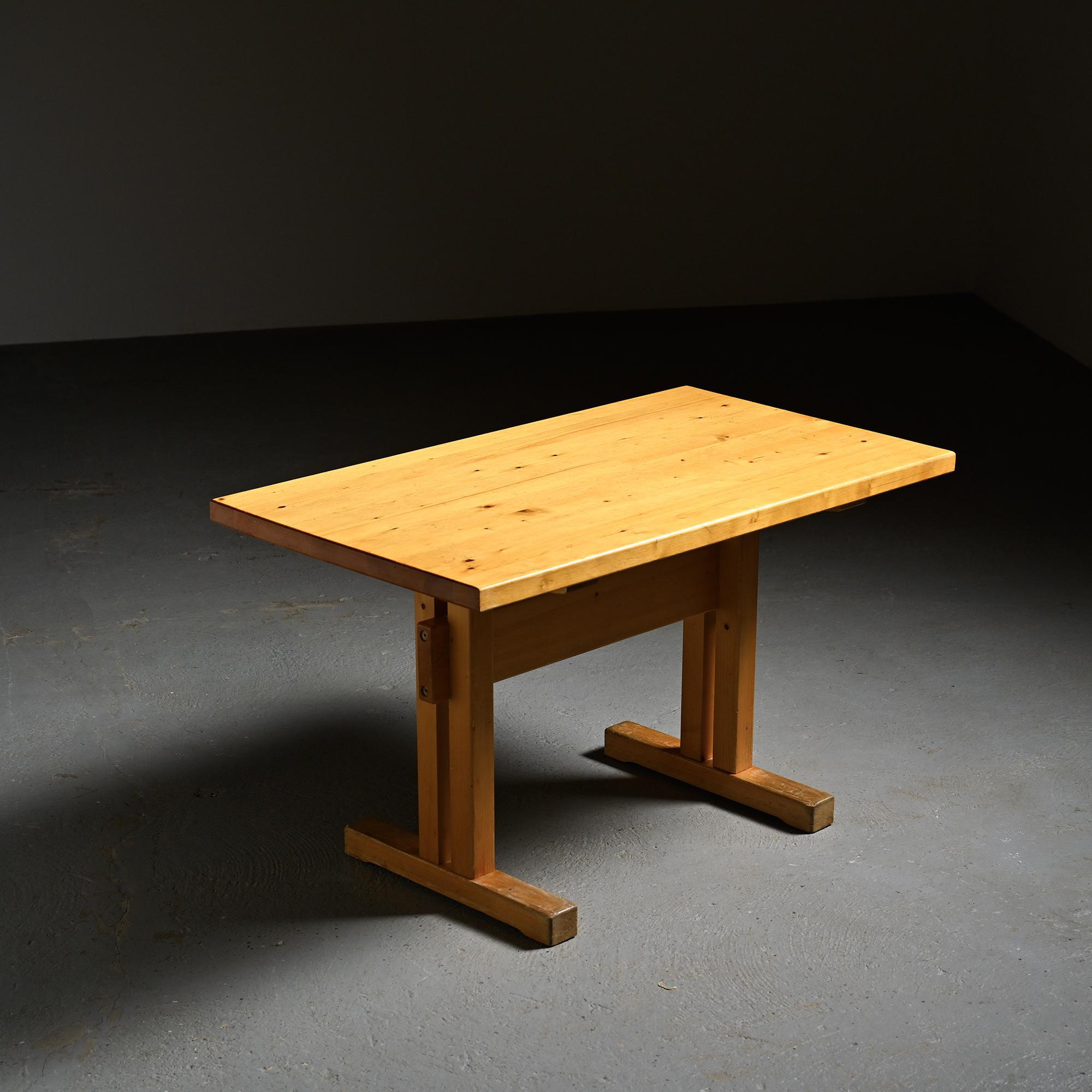 Solid pine table, Les Arcs, France.