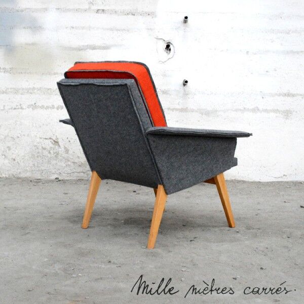 Chair completely renovated vintage (wood, fabric, trim).