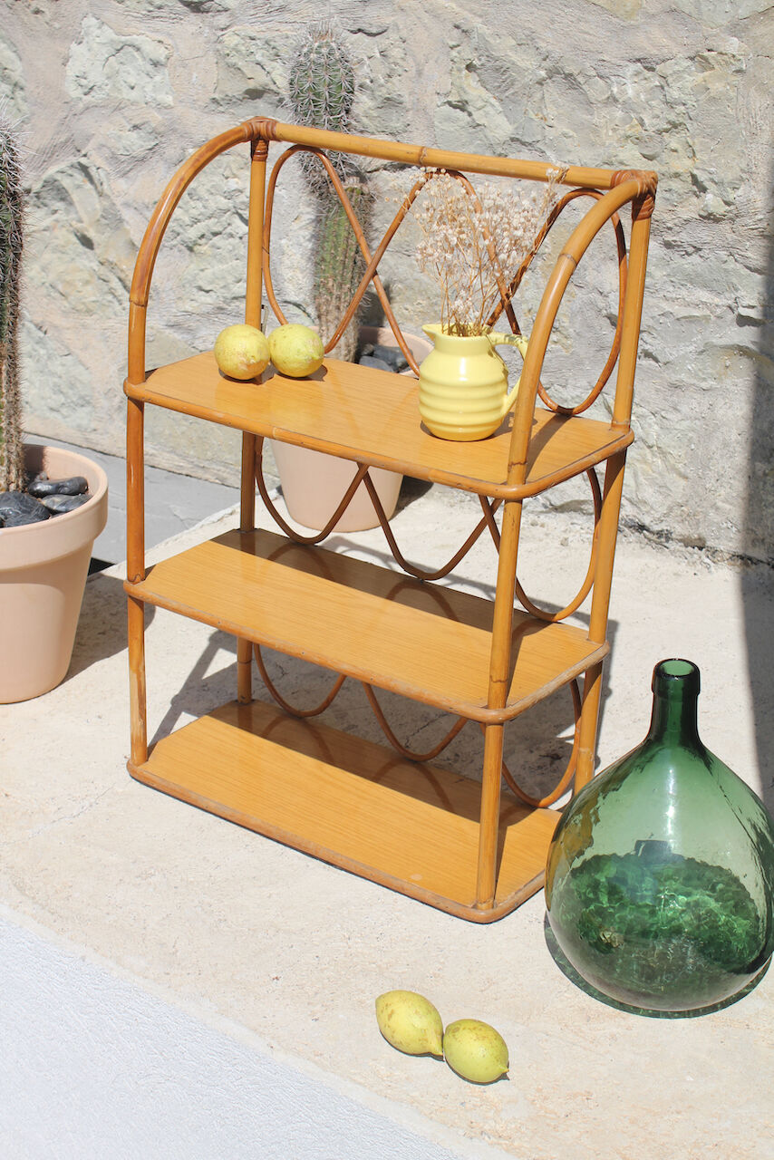 Etagère rotin vintage