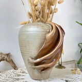 Vintage stoneware vase with draped effect glaze