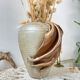 Vintage stoneware vase with draped effect glaze