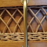 60's wood and rattan dresser