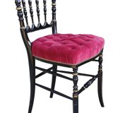 Ancienne chaise Napoléon III velours rouge capitonné