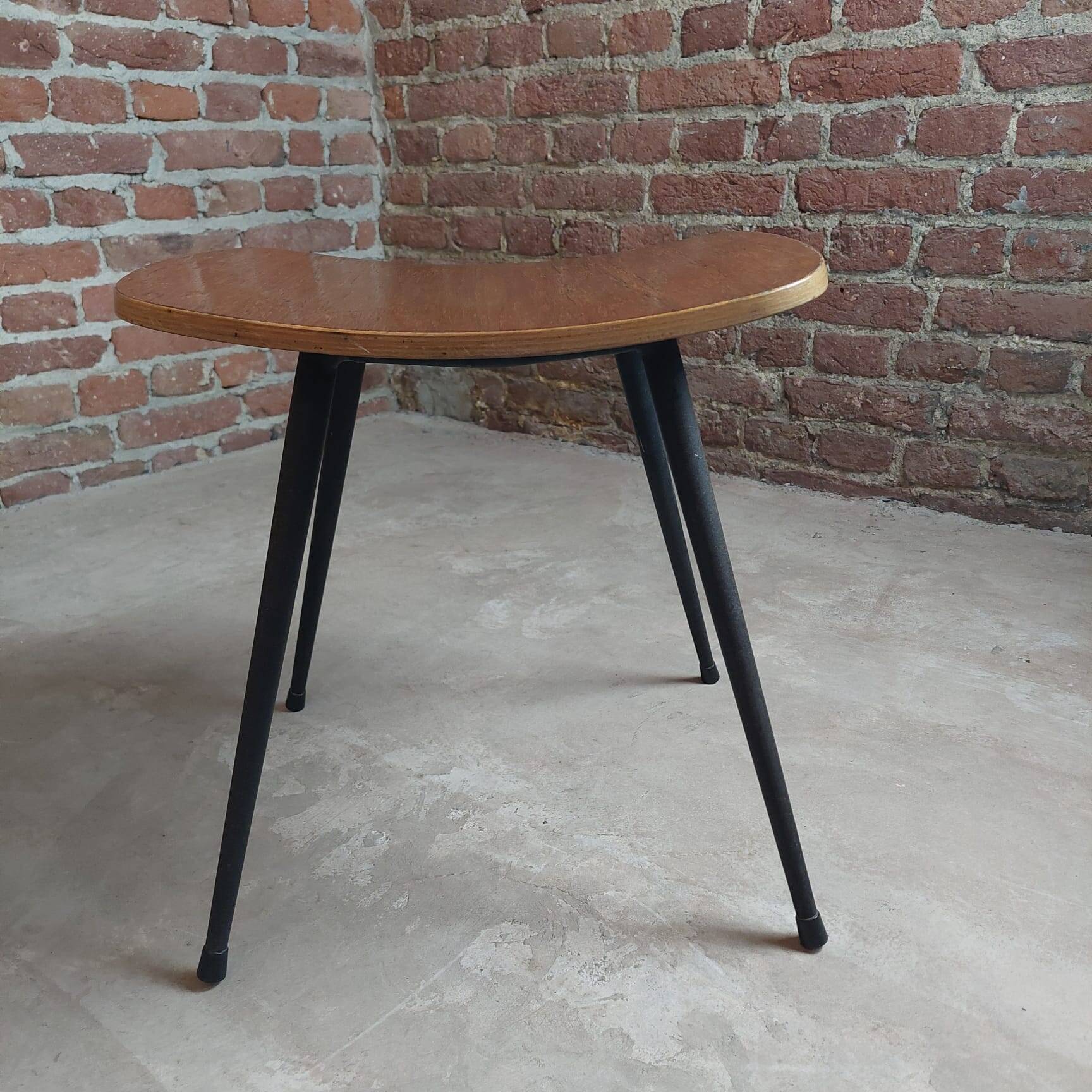 Three stools, teak and steel, Denmark 1950s