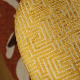 Ensemble de 4 chaises de salle à manger de style art déco en bois de chêne marron chocolat avec revêtement géométrique