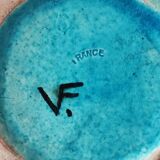 French art deco pottery turquoise vase and cover