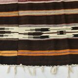 6x10 Dark Brown & Orange Strped Vintage Kilim Rug, 181x305Cm