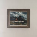 Framed reproduction painting of the painting "La Chaumière" Maurice de Vlaminck