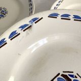 5 serving plates, ironstone from Longchamp, Arlette pattern, 1950