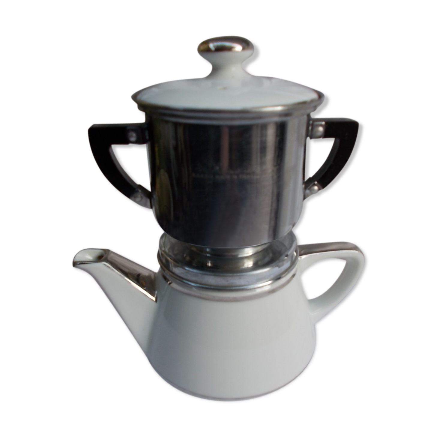 White silver Salam coffee pot Limoges France