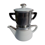 Cafetière Salam Limoges France blanche argent