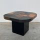 Vintage mosaic slate coffee table, stone tile coffee table, brutalist cocktail table