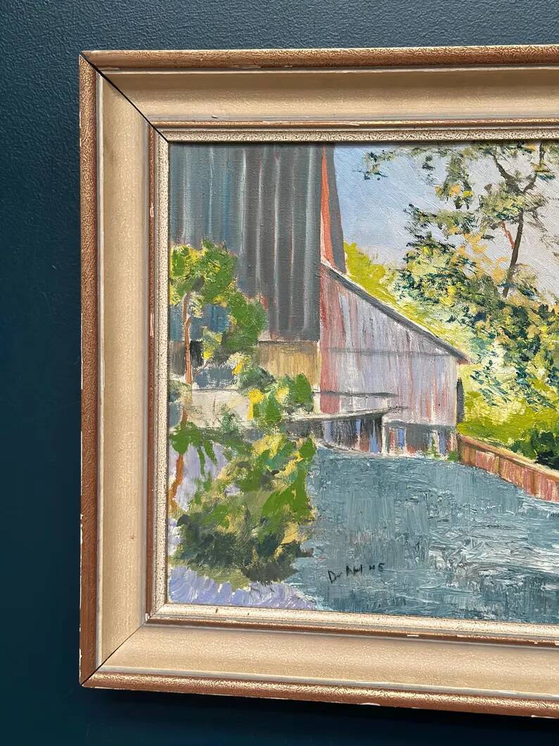 Original Swedish Oil on Canvas – "Cascade" – Signed – Vintage and Framed – 53 × 68.5 cm (20.9" × 27")