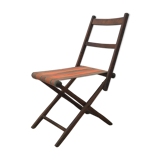 Chaise pliante ancienne en bois et tissu