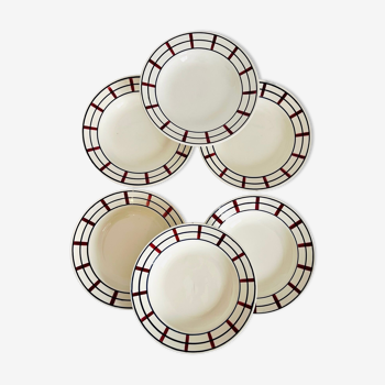 Set of 6 hollow plates St Amand Ets Ceramic Basque decoration
