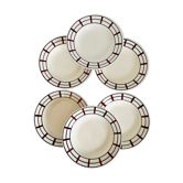 Lot de 6 assiettes creuses St Amand Ets Ceramiques décor basque