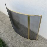 Brass fireplace screen, minimalist, curved, French work, 1970