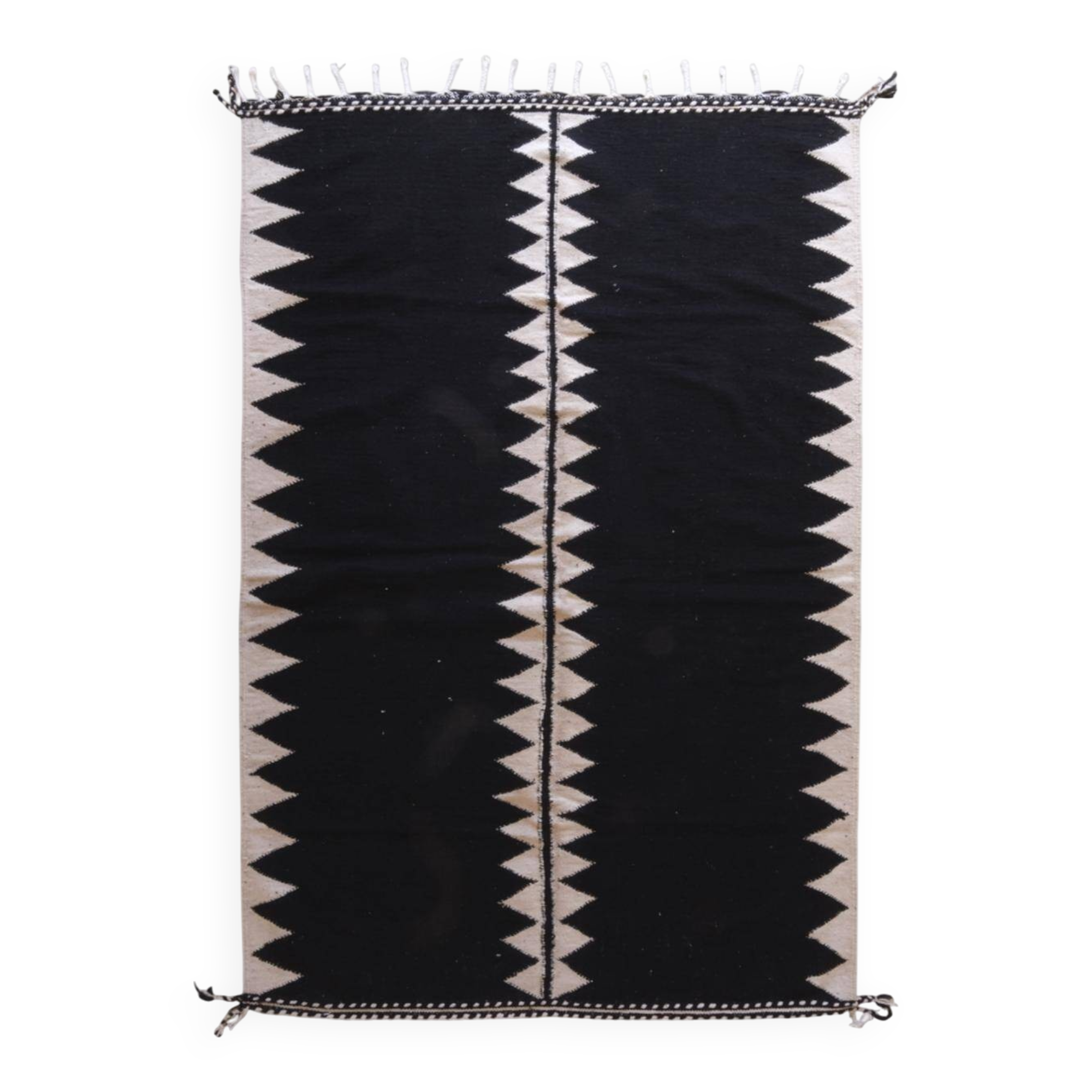 Black Kilim Rug - 303 x 203 cm