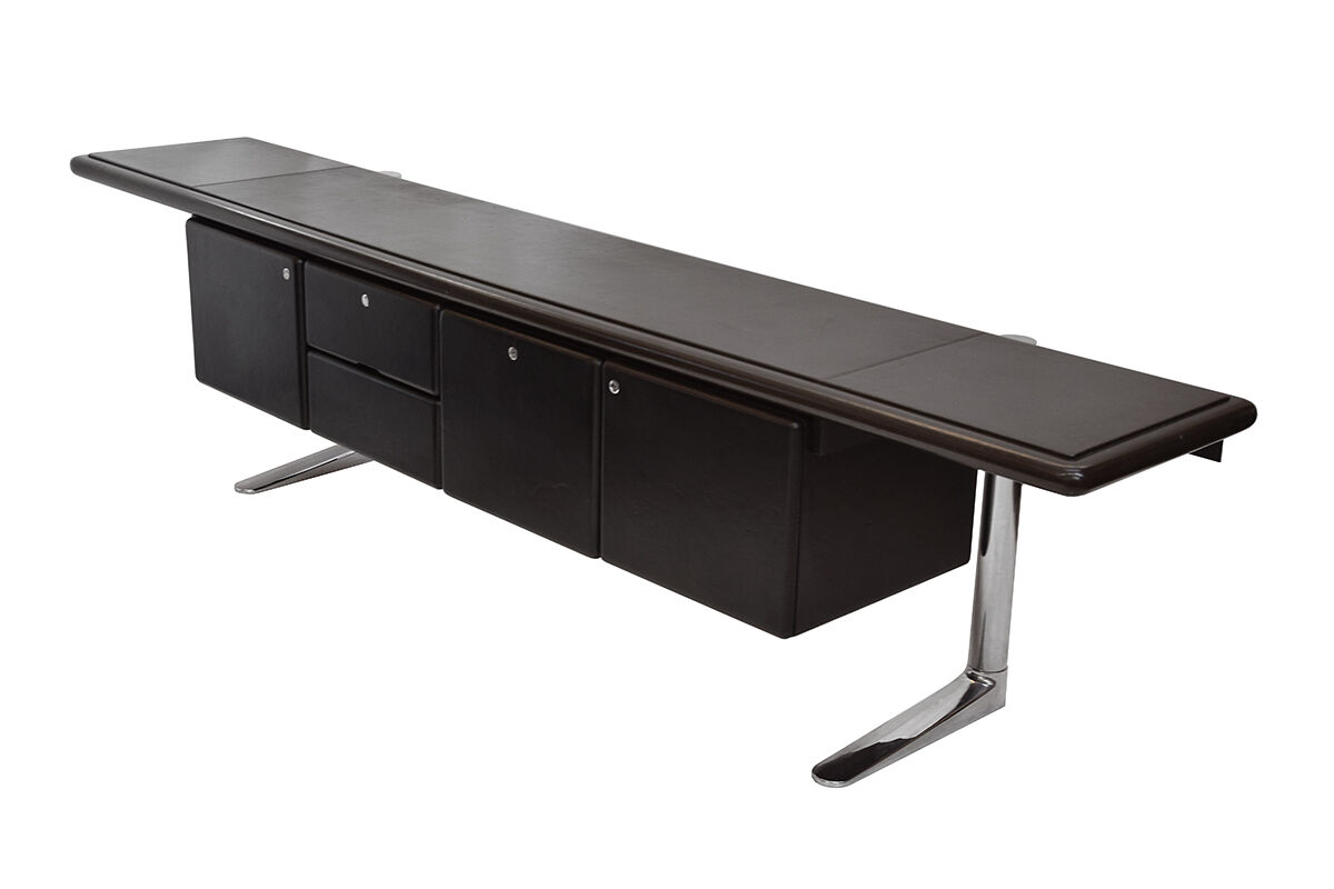 Black leather sideboard by Warren Platner for Knoll international, 1970s