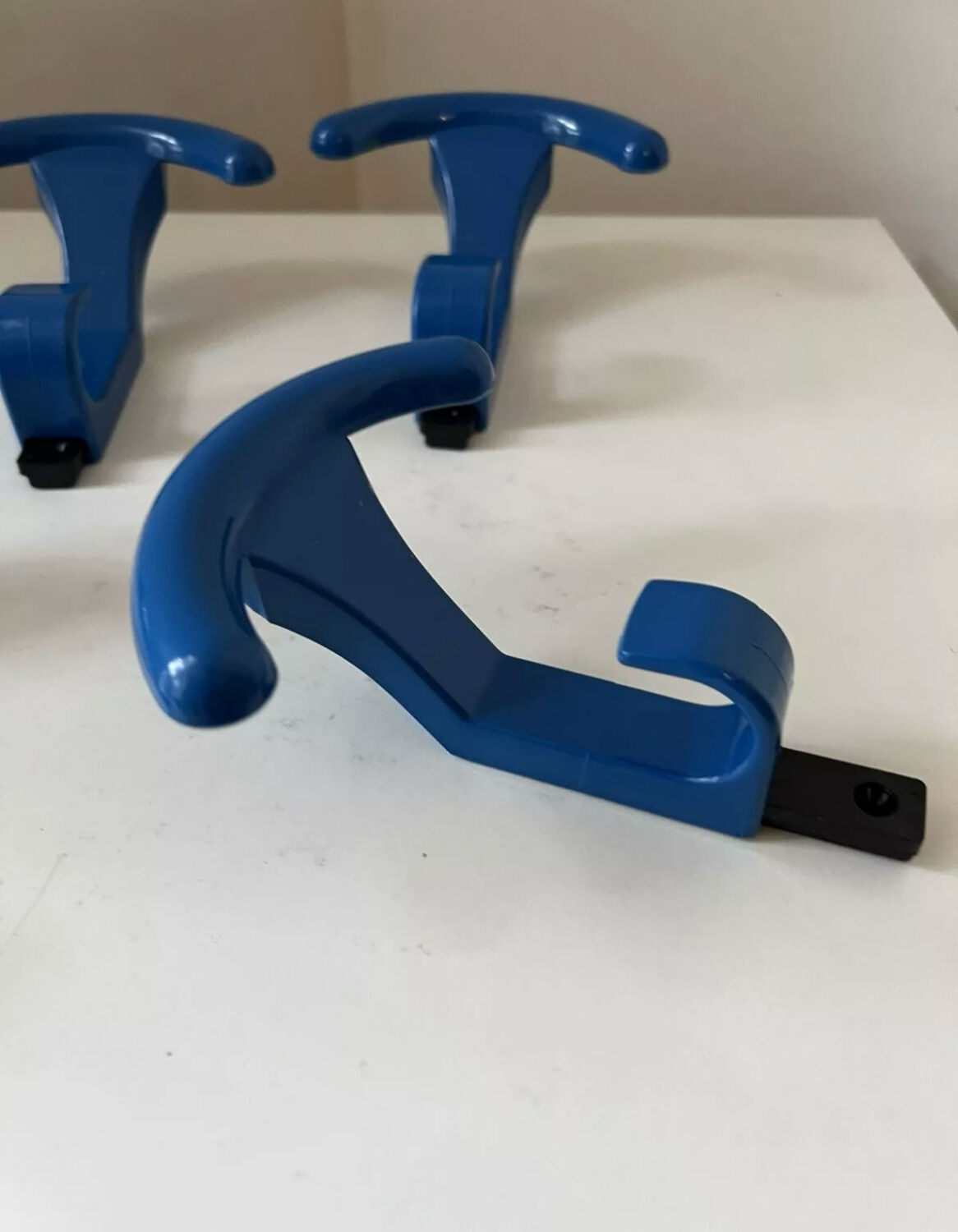 Vintage yellow blue plastic wall coat hooks Memphis 1980s