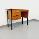 Vintage oak and black wood desk from the 60s