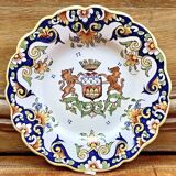 6 old Desvres Fourmaintraux Rouen dessert plates, Dinan model
