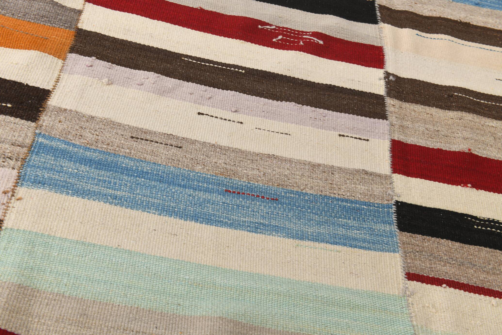 Mid Century Modern Multicolor Kilim Rug, 272x367Cm