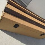 Belle malle , coffre bombée, ancienne , jute et bois