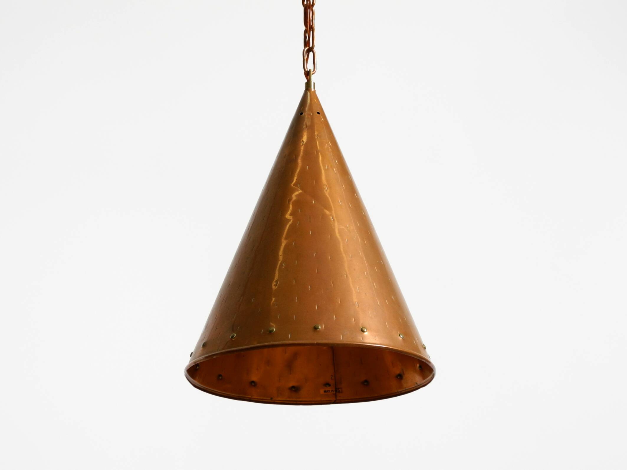 1960s cone pendant lamp in copper by th. valentiner copenhagen denmark