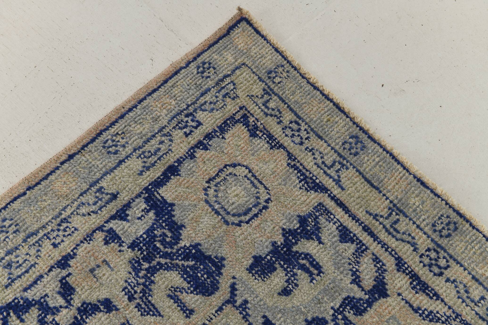 Vintage Blue & Sand Beige Large Persian Rug, 246x344Cm