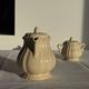 Cream teapot and its sugar bowl Sarreguemines France
