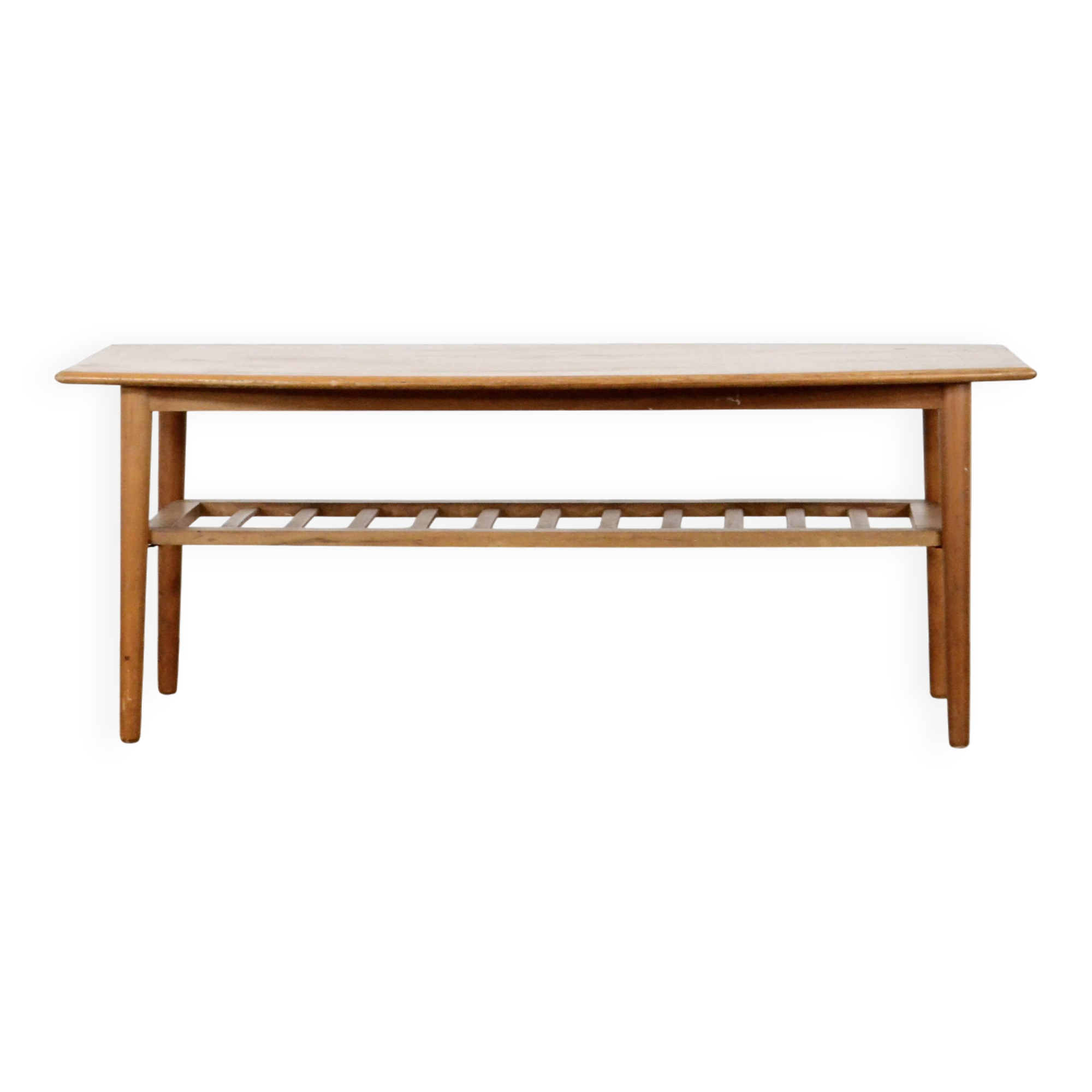 Midcentury Two Tier Teak Slatted Coffee Table.