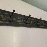 School coat rack with black patinated labels