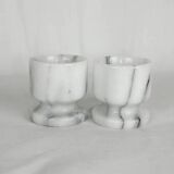 pair of egg cups in white and gray marble