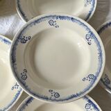 5 hollow plates in vintage Longwy earthenware - Tunis model