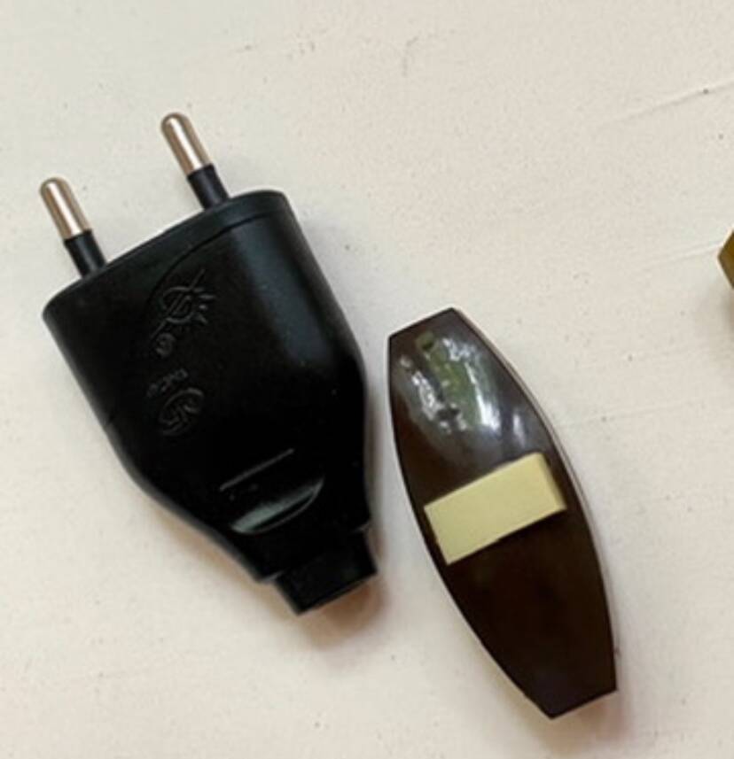 Wooden lamp, new fabric cable, cardboard lampshade