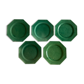 Set de 5 assiettes octogonales perles en terre vernissée 1950