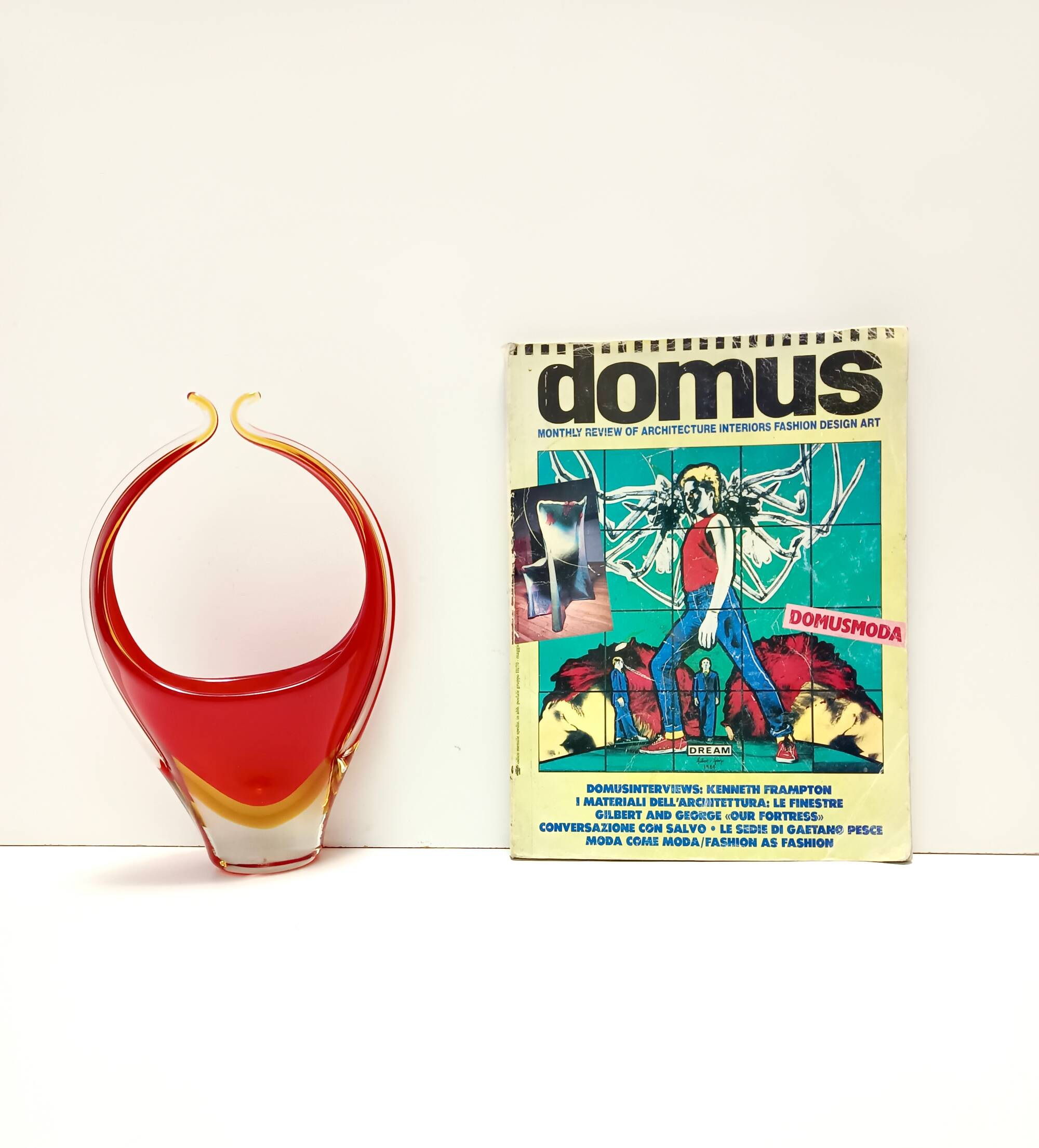 Red and Yellow Sommerso Murano Glass Vase attr. to Flavio Poli, Italy