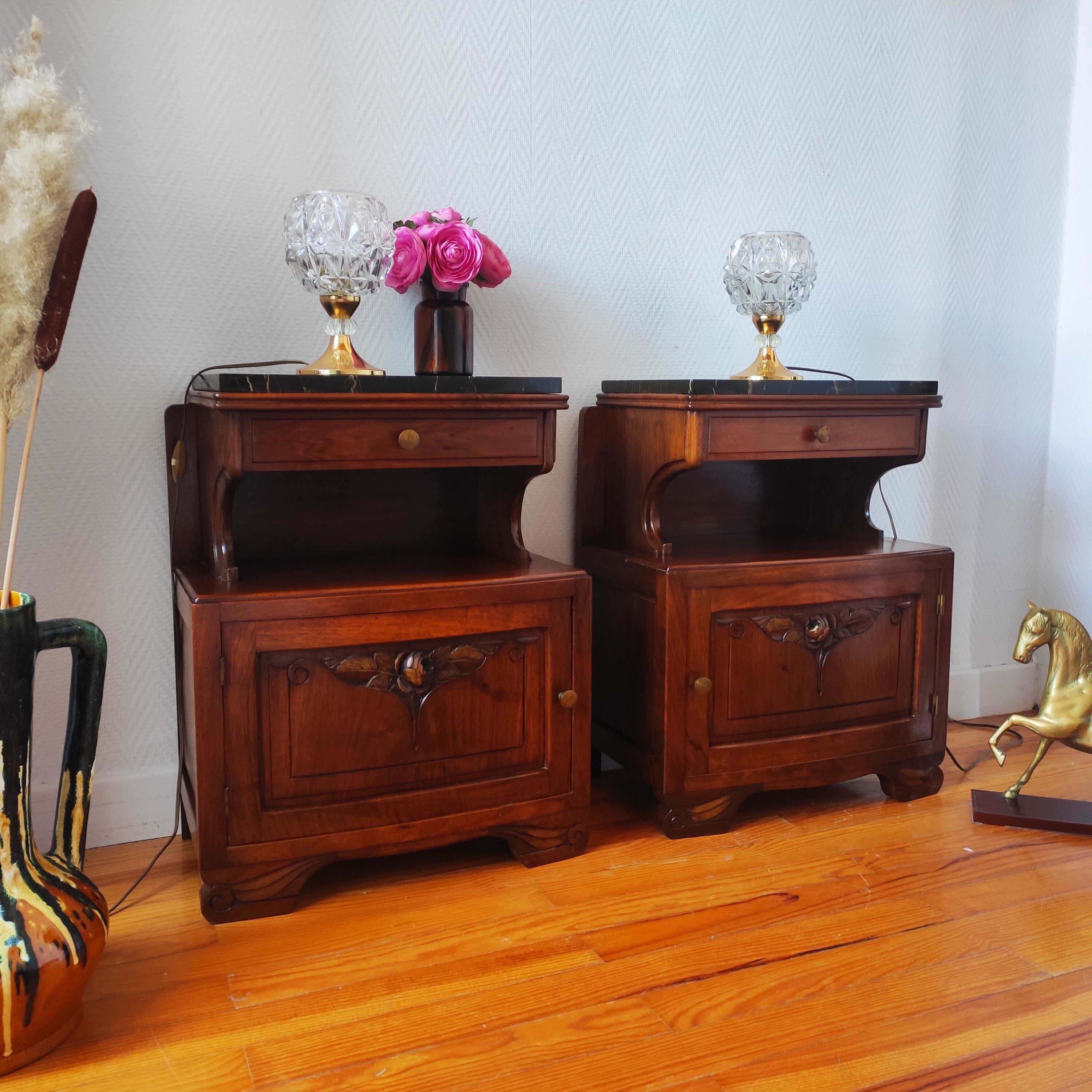Pair of art deco bedside tables