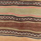 Yellow & Brown Striped Kilim Rug, Turkis Kilim Rug, 152x271Cm