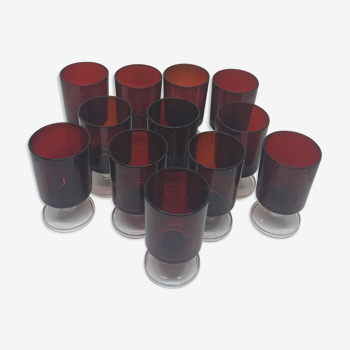 12 glasses Vintage liqueur Luminarc Cavalier Ruby