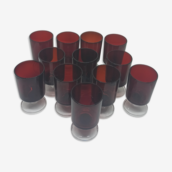12 verres Vintage liqueur Luminarc Cavalier Ruby