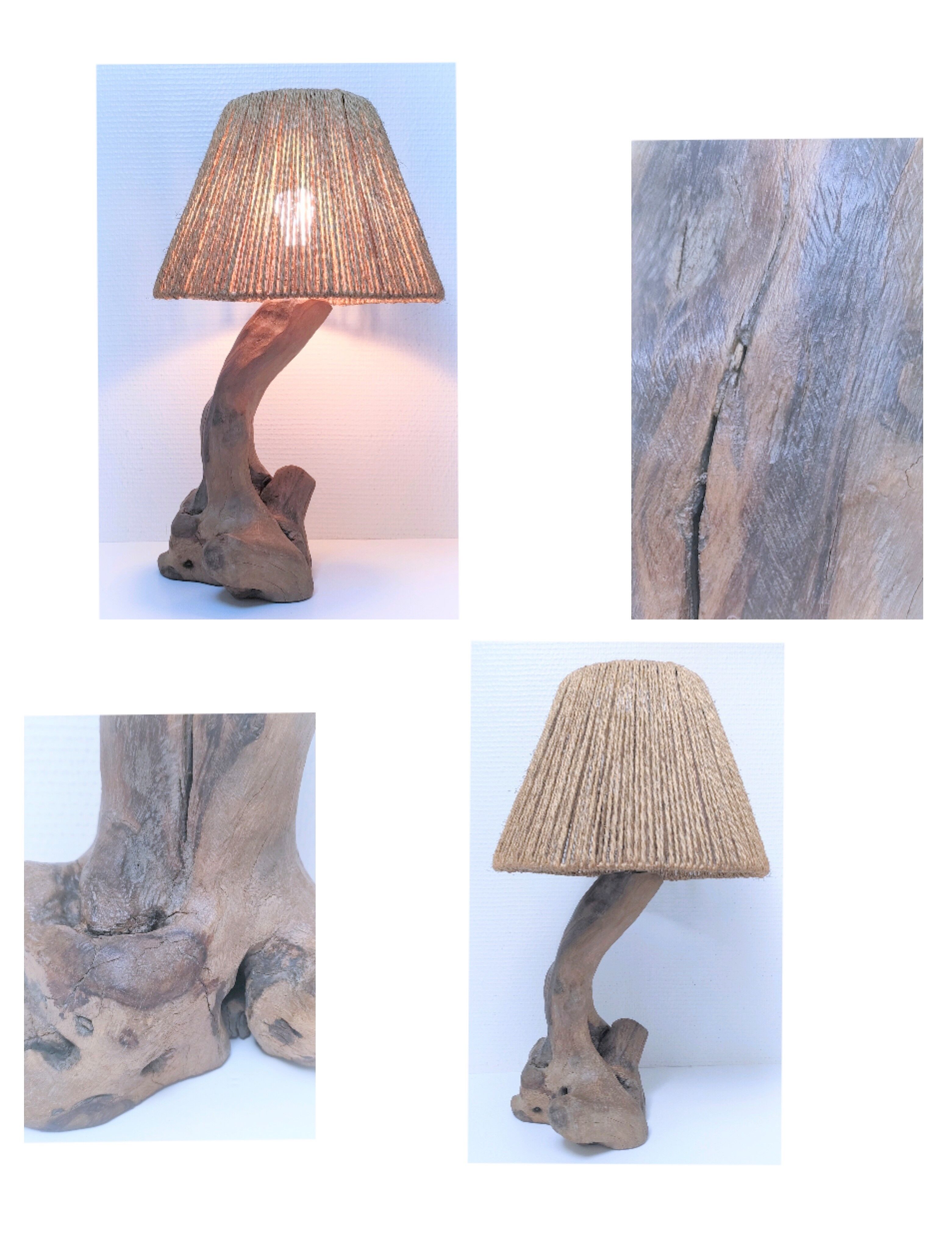 Brutalist solid patinated wood lamp foot